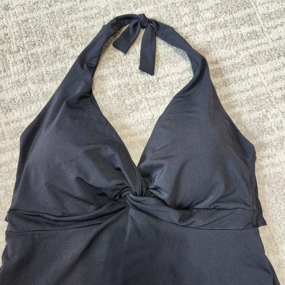 JETS Swimwear woman's black halter tankini top cup size D-DD size 8
